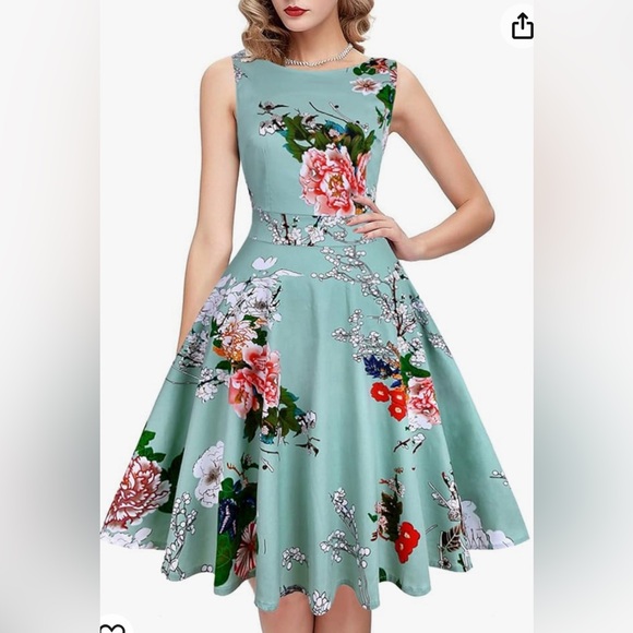 Owin 1950's Tea Dress Retro Rockabilly Summer Garden Swing Party Cocktail - Picture 1 of 15